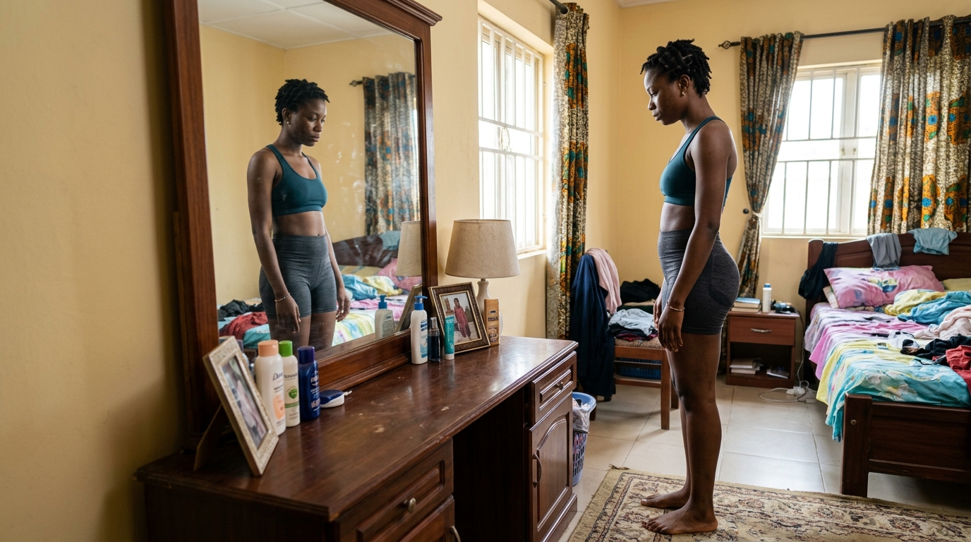Nigerian woman reflecting on her body